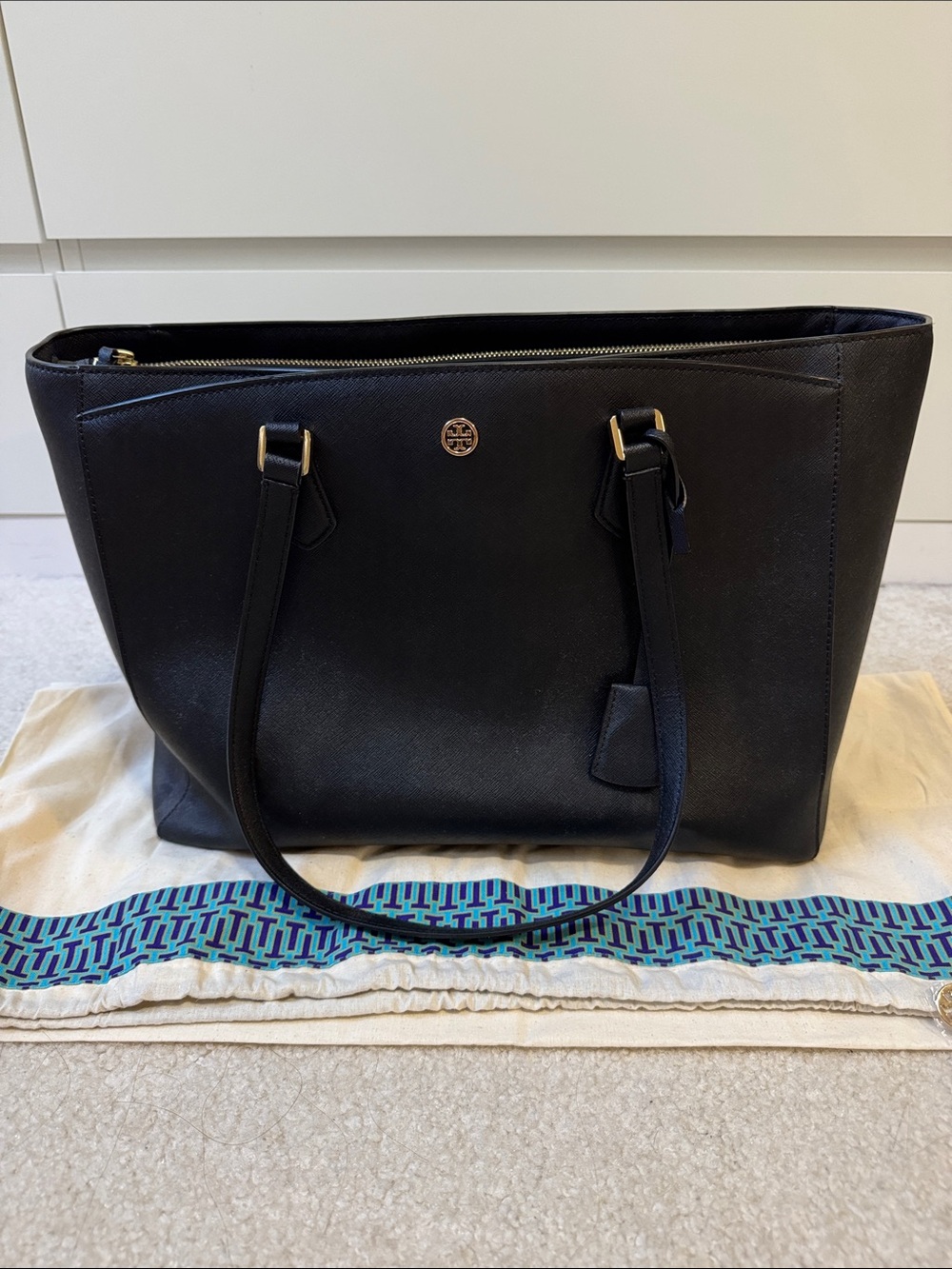 Tory Burch Saffiano Leather Triple Compartment Tote